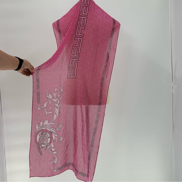 EFFY HEMATIAN pink signature sheer scarf head wrap 60" x 18" Logo - Picture 4 of 9